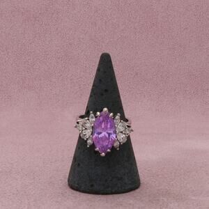 sterling silver marquise-cut purple & clear cz ring size 7.75
